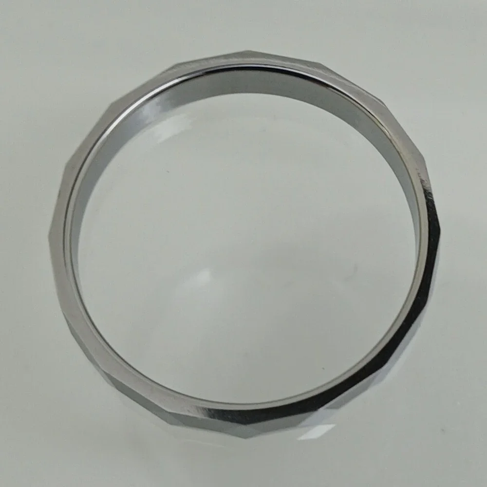 Vintage Tungsten Faceted Band Ring Size 10 Silver Tone 4mm Y2K Geometric‎ 4.1g